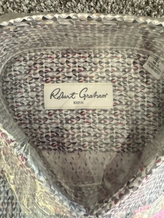 Robert Graham White Multicolor Tiny Chevron Dress Shirt - Picture 3 of 4